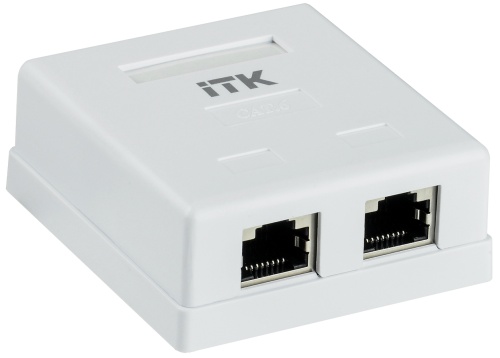 ITK Настенная информационная розетка RJ45 кат.6 FTP 2-порта | код CS2-1C06F-22 | IEK